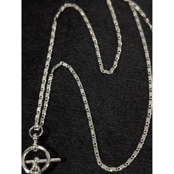 Boho Butterfly Teardrop Pendant AB Crystal Pave Toggle Necklace Silver Tone 18" - Picture 7 of 10